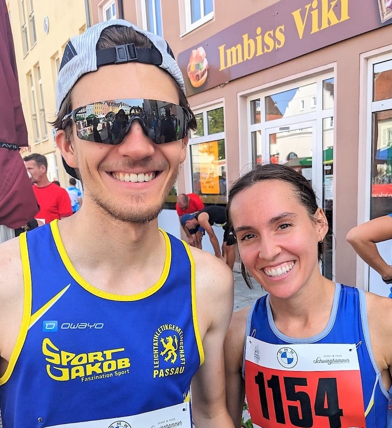 Das 5.000-m-LG-Duo Eva Schultz und Frank Schneider