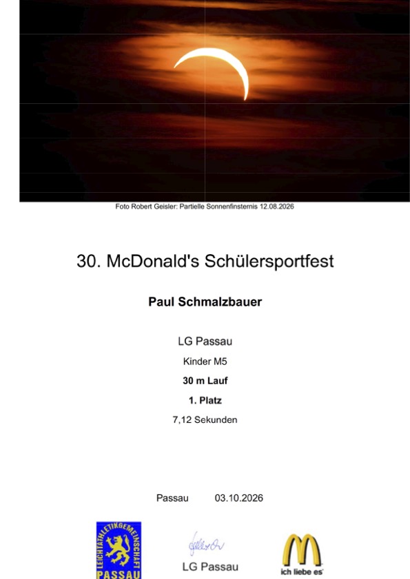Die Teilnehmerurkunden sind für jede Disziplin über das Internet abrufbar.